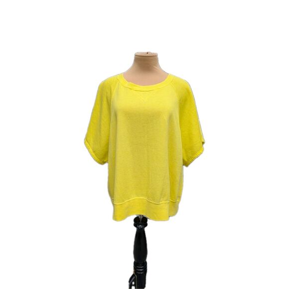Calvin Klein Jeans Women’s Short Sleeve Crew Neck Yellow Sweatshirt Size Large - Picture 1 of 9